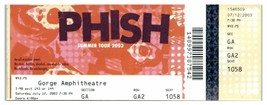 Phish Untorn Concierto Ticket Stub Julio 12 2003 Gorge Amph. George,Washington - £41.93 GBP