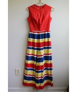 Vtg 32&quot; Bust Colorful Striped Wide Leg Sleeveless One Piece Jumpsuit - £52.84 GBP