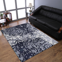 Rugsotic Hand Knotted Silk Area Rug In Blue And Beige - Abstract Design - $199.93+