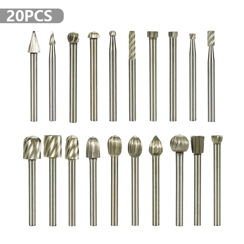XCAN Rotary Router Milling Cutter 20pcs m Shank HSS Routing Router Bits Burr Rot - £168.54 GBP