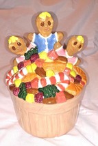 Rare Vintage Gingerbread Man Cookie Jar House 1986 Three Men Kids Candy Basket - £55.00 GBP
