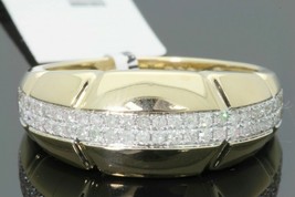 10K Oro Giallo .41 Carato da Uomo Vero Matrimonio Fidanzamento Diamante Anello - £687.11 GBP