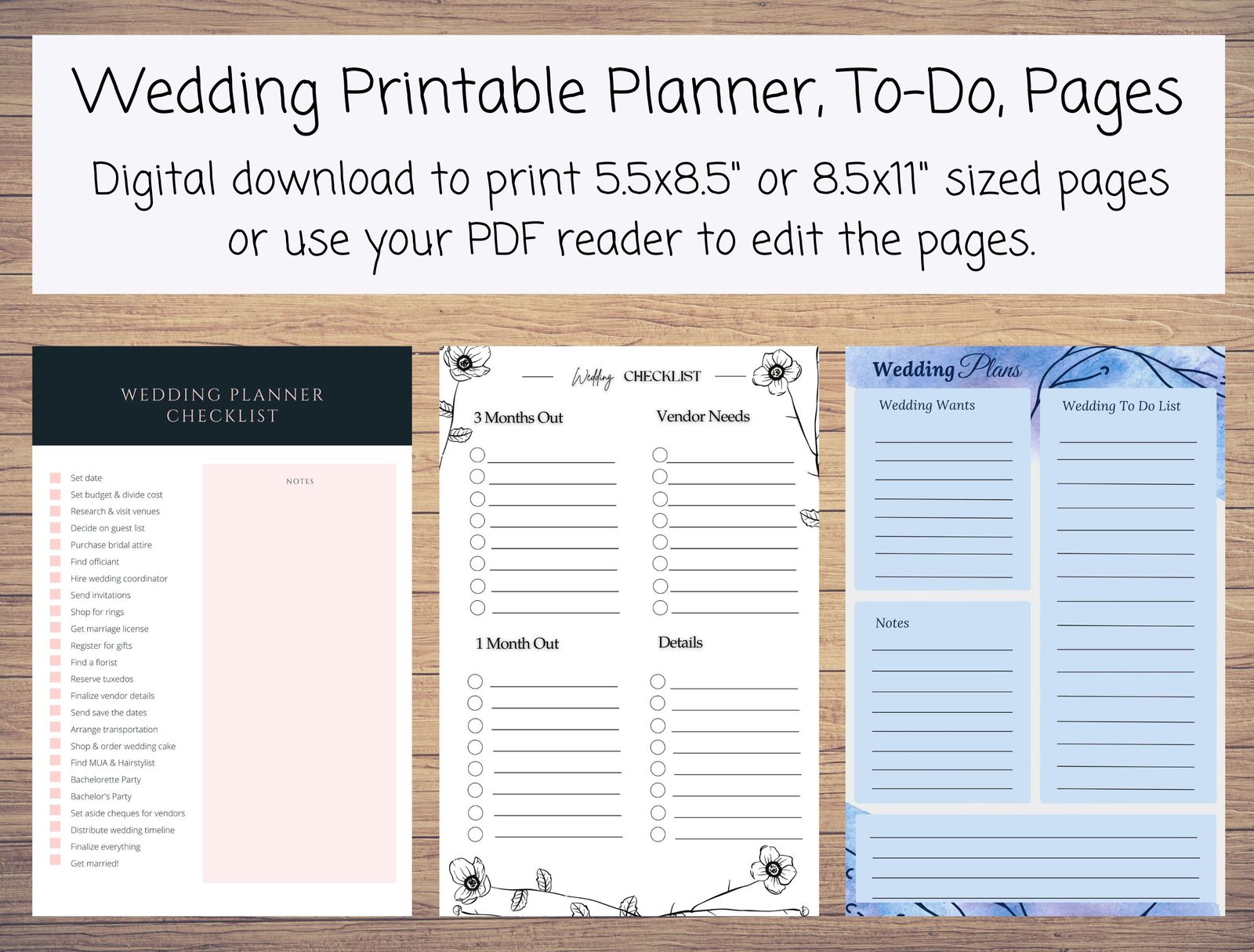 50 Instant Download Wedding Planner Pages: 10 Wedding Plan Pages to Choo... - $2.00