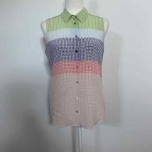 Equipment Sleeveless Button Down Silk Blouse Geometric XS - $29.02