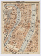 1914 Original Antique City Map Of Lyon / RHONE-ALPES / France - £15.90 GBP