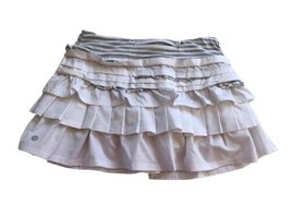 LULULEMON Ruffled Striped Tennis Golf Skirt Skort Grey White Size 6 - £28.66 GBP