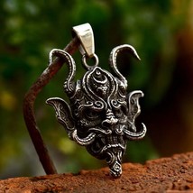 Mens Hannya Mask Pendant Necklace Gothic Punk Rock Jewelry Stainless Steel 24" - £8.69 GBP