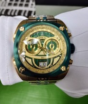 invicta men gold &amp; green reserve swiss quartz watch with bracelet - £495.67 GBP