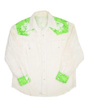 Vintage Pearl Snap Western Shirt Mens XL Hawaiian Floral Cowboy Poly Custom - £34.26 GBP