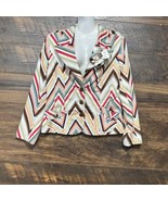 Lapis Brown Floral Cotton Women Chevron Multicolor Blazer Size Pockets 3... - $26.55