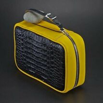 Brizard and Co. - Havana Traveler - Black Caiman Alligator & Yellow  Leather image 3