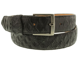 Black Western Cowboy Leather Belt Anteater Pattern Removable Silver Buckle Cinto - £23.69 GBP