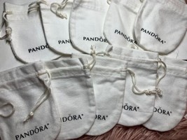 Lot of 10 Pandora White Pouch Anti Tarnish Jewelry Bead Drawstring Bag Free Ship - £13.59 GBP