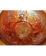 Carnival Glass Bowl 9+&quot; Water Lily Lotus Marigold Iridescent Northwood o... - £33.63 GBP