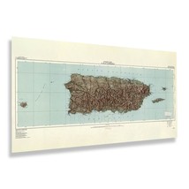 1952 Puerto Rico E Islas Limitrofes Map Poster Wall Art Print - £30.36 GBP+