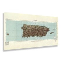 1952 Puerto Rico E Islas Limitrofes Map Poster Wall Art Print - £28.58 GBP+