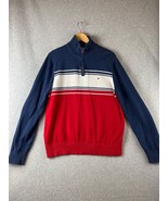 Y2K 90s Tommy Hilfiger Mens Colorblock Pullover Sweater L Mock Neck - $34.87