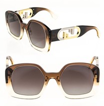 FENDI O&#39;LOCK 40048 Beige Brown Fashion FF Dual Lock Logo Sunglasses FE40... - £419.20 GBP