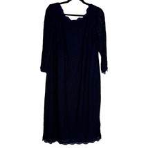 Adrianna Papell Evening Women Size 14 W Lace Shift Dress 3/4 sleeve exposed zipp - £32.05 GBP