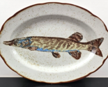 Enesco Pike Fish Oval Platter Vintage Speckled Brown Trim Serving Dish F... - $39.47