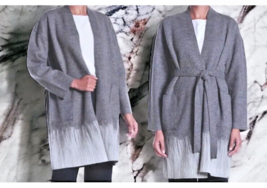 $498 NWT Eileen Fisher Felted Wool Coat + Pin Small Medium Gray Optional Pin Tie - £201.68 GBP
