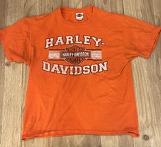 Harley Davdison T-SHIRT Men Large Orange Cowboy’s Alamo City San Antonio Tx - £34.61 GBP