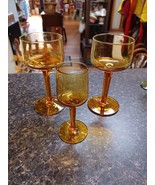 MCM Amber Port Wine Stem Goblets Glasses Set of 3 - $369.73 MXN