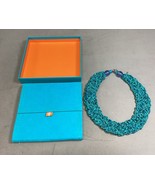 JCP Blue Woven Beaded Necklace With Blue Case - $19.79
