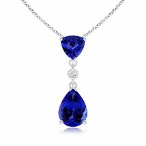 ANGARA 8x6mm Natural Tanzanite Pendant Necklace with Diamond in Silver for Women - £288.56 GBP+
