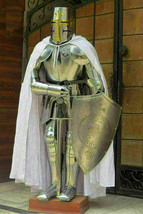Medieval Sword Knight Suit Of Armour Templar Combat Full Body Shield Helmet Gift - £737.95 GBP