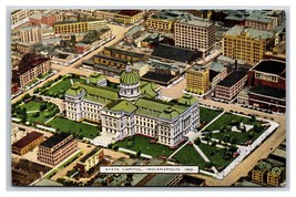 Aerial View State Capitol Building Indianapolis Indiana IN Linen Postcard S10 - £2.30 GBP