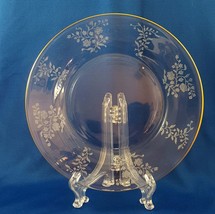 Fostoria Rambler Gold Salad Plate 7.5&quot; Etch 323 Blank 2337 Clear Roses B - $14.40