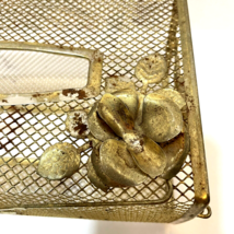Vintage Brass Decorative Metal Tissue Holder 3D Flowers 10 x 5 x 3.5 inches - $21.51
