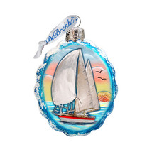 GDeBrekht Flower Sailboat Coastal Glass Ornament - $47.60