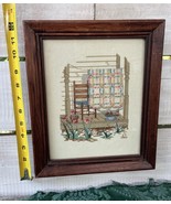 Framed Cross Stitch Sampler Wedding Ring Quilt Porch Floral Ladder Bck C... - $66.97 CAD
