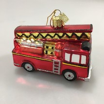 Kurt Adler Noble Gems Red Hook Ladder Fire Truck Engine Glass Ornament NEW - £32.91 GBP