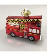 Kurt Adler Noble Gems Red Hook Ladder Fire Truck Engine Glass Ornament NEW - £31.54 GBP