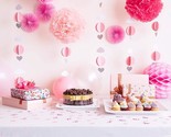 Baby Shower Party Decoration Pom Pom - Pink &amp; White - Cute Hanging Garland - $4.85