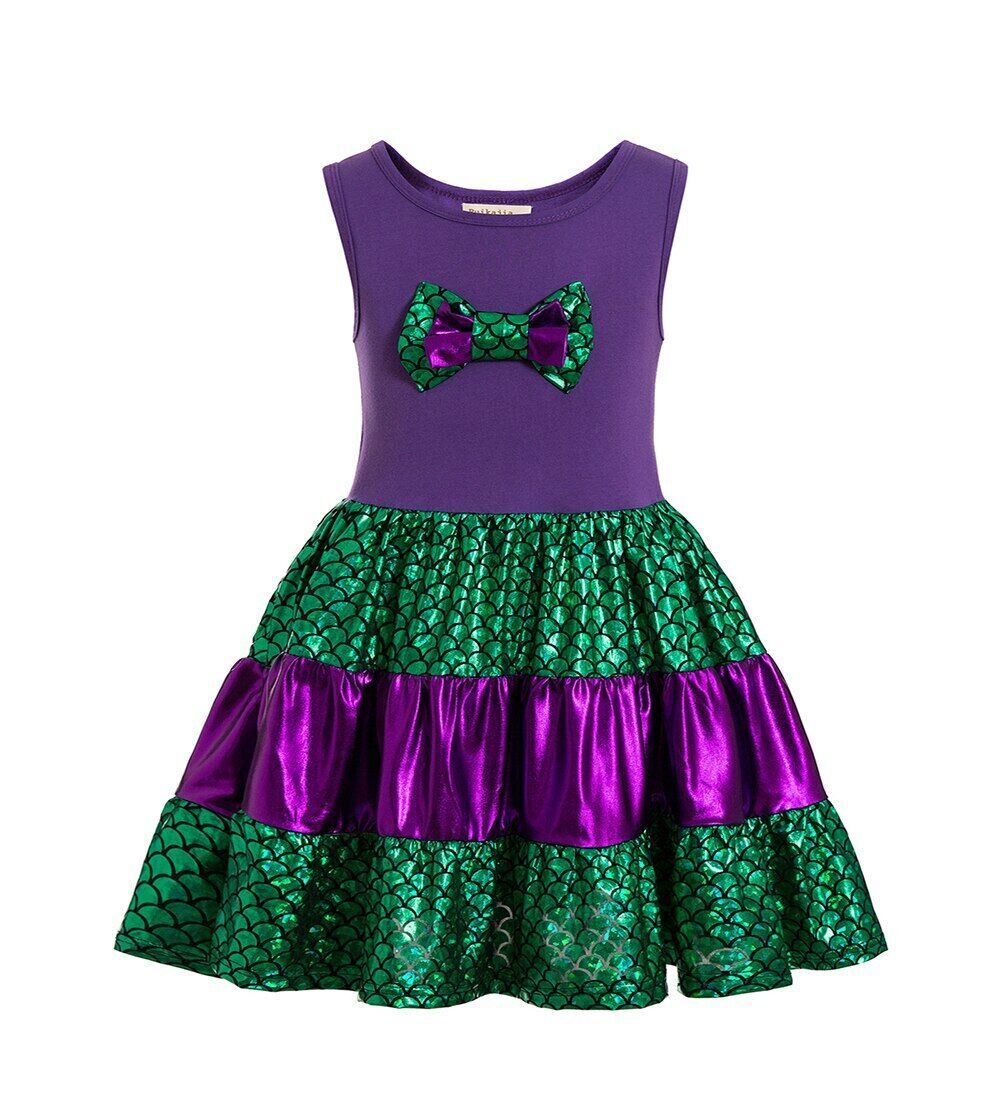 NEW Mermaid Green Purple Shimmer Girls Sleeveless Ariel Dress 3T 4T 5T 6... - $4.79+