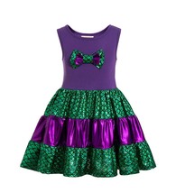 NEW Mermaid Green Purple Shimmer Girls Sleeveless Ariel Dress 3T 4T 5T 6 7 8 10 - £3.81 GBP+