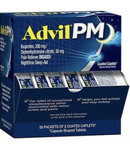 Advil PM 50 Packets of 2 Coated Caplets Dispenser Box - £18.35 GBP