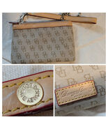 Dooney Bourke DB Wristlet Wallet keychain Canvas Leather Trim Logo 6 x 4 - $30.28