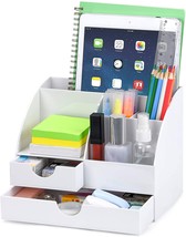 Upgraded Acrylic Desk Organizer, All-In-One Office Supplies, White From Poprun. - £31.11 GBP