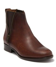 Frye Carly Chelsea Boot Cognac 7 M Booties Shoes Brown Women&#39;s Leather Zip - £125.31 GBP