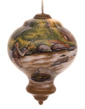 Fishing Hand Painted Glass Ornament Artist Lambson Inner Beauty Gift Box... - £37.34 GBP