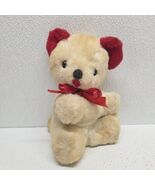 Vintage Gund Plush 8&quot; White Red Teddy Bear Plush Red Ribbon Bow Sani-Foam - $634.60 MXN