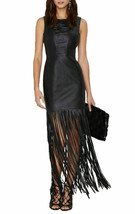 BLACK Genuine Lambskin Leather Women&#39;s Dress Handmade Casual Party Stylish Wear - £154.65 GBP+