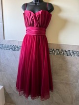 A.J. Bari Cranberry Red Spaghetti Strap Bustier Midcalf Dress SZ 2 EUC - $78.21