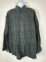 Orvis Men Size XXL Green Striped Moose Antlers Thicker Woven Button Up Shirt - £11.02 GBP
