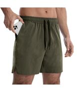 OEBLD Men&#39;s Athletic Running Shorts 5 Inch Quick Dry Army Green Size L - $293.03 MXN